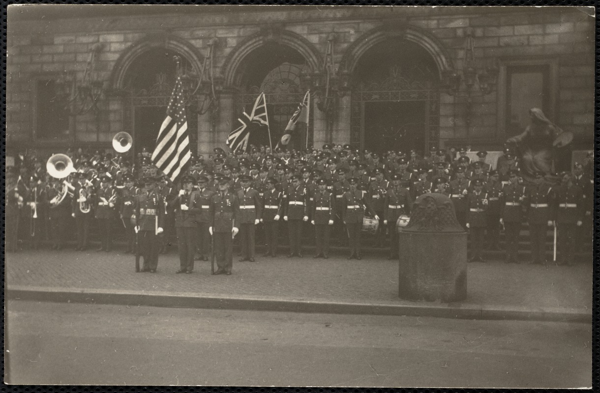 Canadian Royal Air Force Band on steps of Boston Public Library