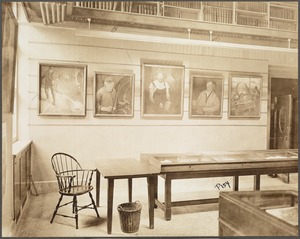 Boston Public Library, Copley Square. Fine arts exhibition room: Workers' portraits by Gerrit A. Beneker