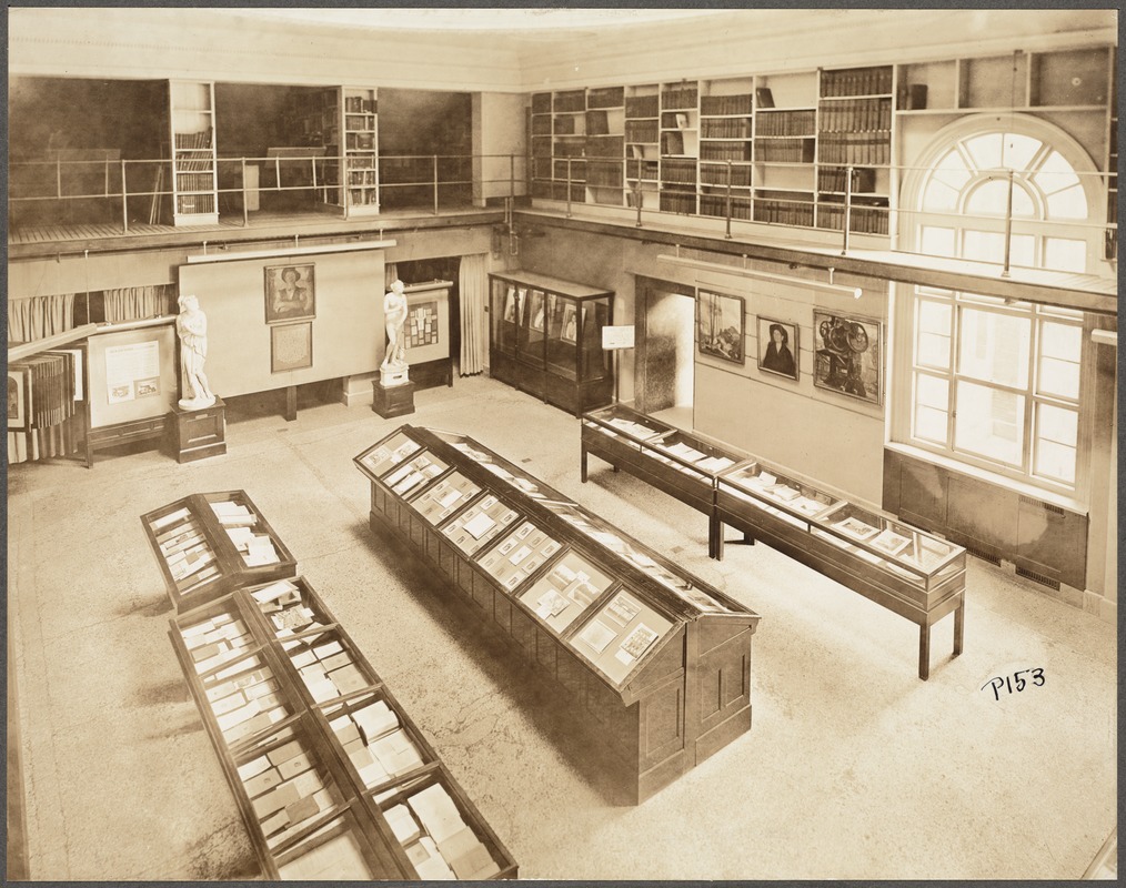 Boston Public Library, Copley Square. Fine arts exhibition room: Exhibition of workers' portraits by Gerrit A. Beneker