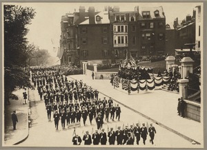 Preparedness Day Parade 1916, passing State House, Mr. Wadlin leading