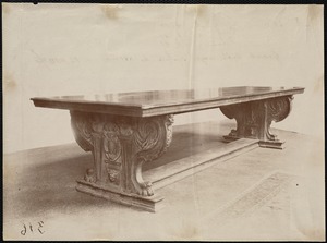 Boston Public Library, furniture. Walnut table, 16th century
