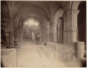 Boston Public Library. Copley Square. Construction: Entrance hall and stairway