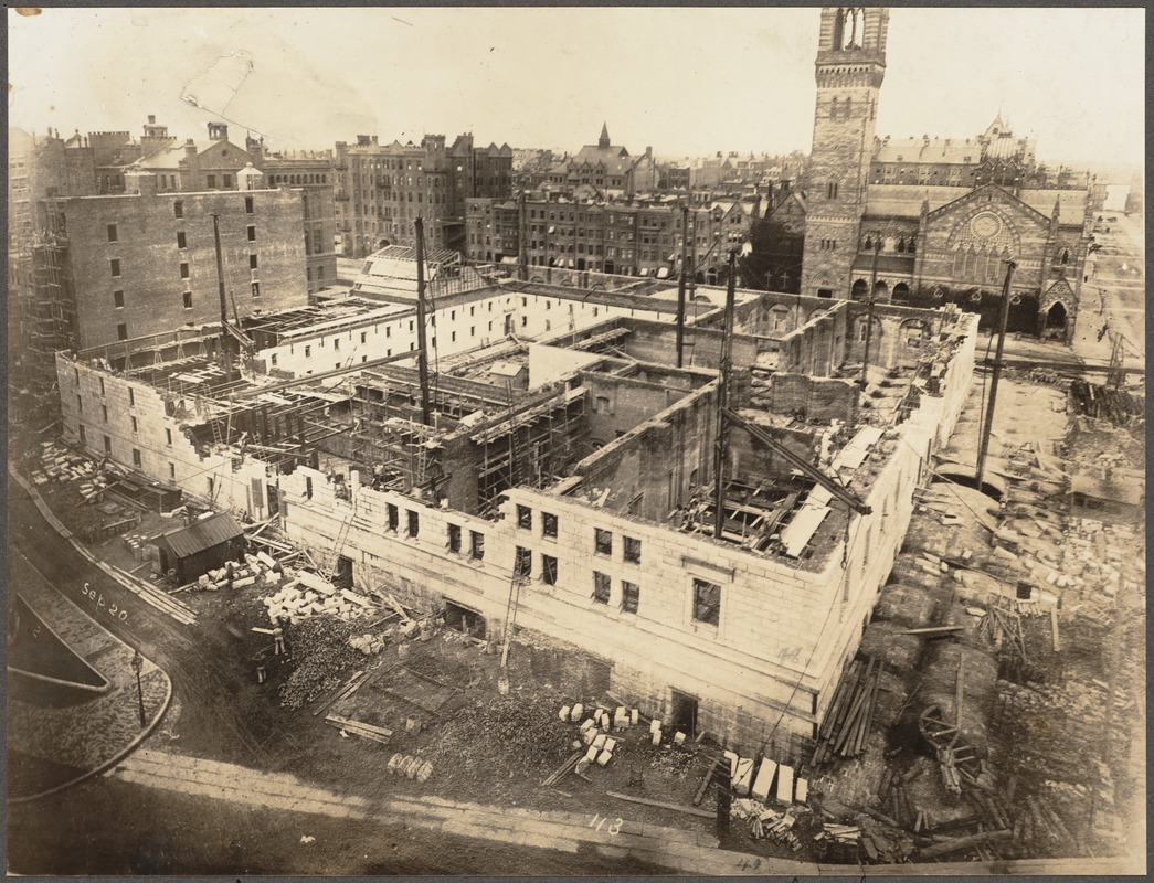 Boston Public Library during construction