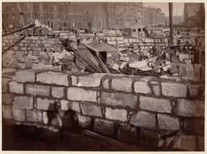 Boston Public Library, McKim building's foundation, view from court