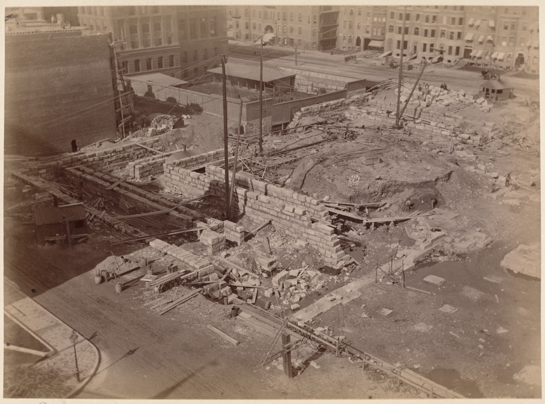 Boston Public Library, Copley Square during construction of McKim building