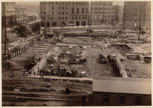 Boston Public Library, Copley Square during construction of McKim building. From "Old South"