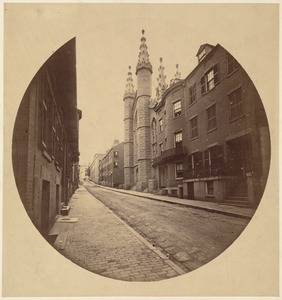 Temple St., 1860. Showing old Grace Church