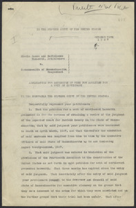 Sacco-Vanzetti Case Records, 1920-1928. Defense Papers. Papers in U.S. Supreme Court, 1927. Box 21, Folder 5, Harvard Law School Library, Historical & Special Collections