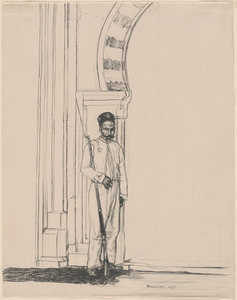 The palace of the Bey of Tunis. A sentry
