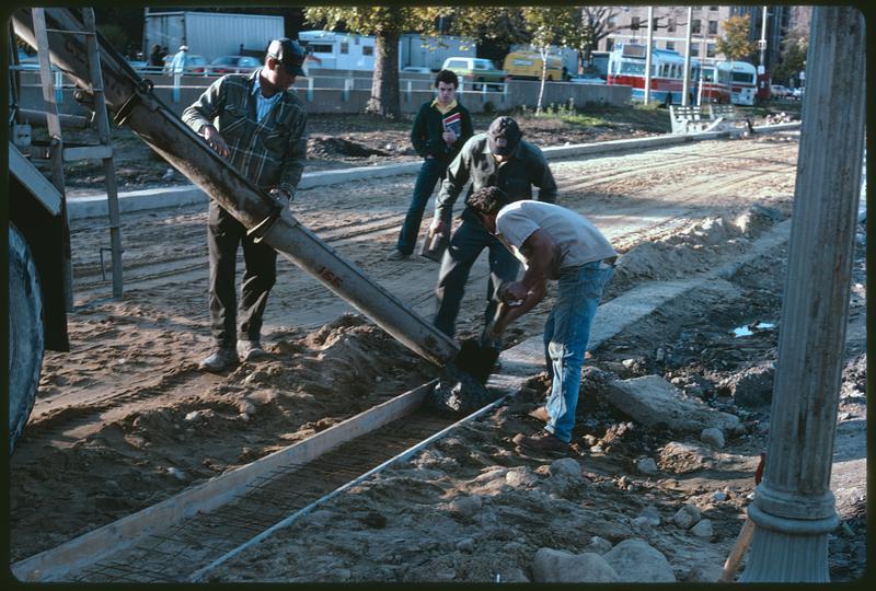 Road construction, likely Boston