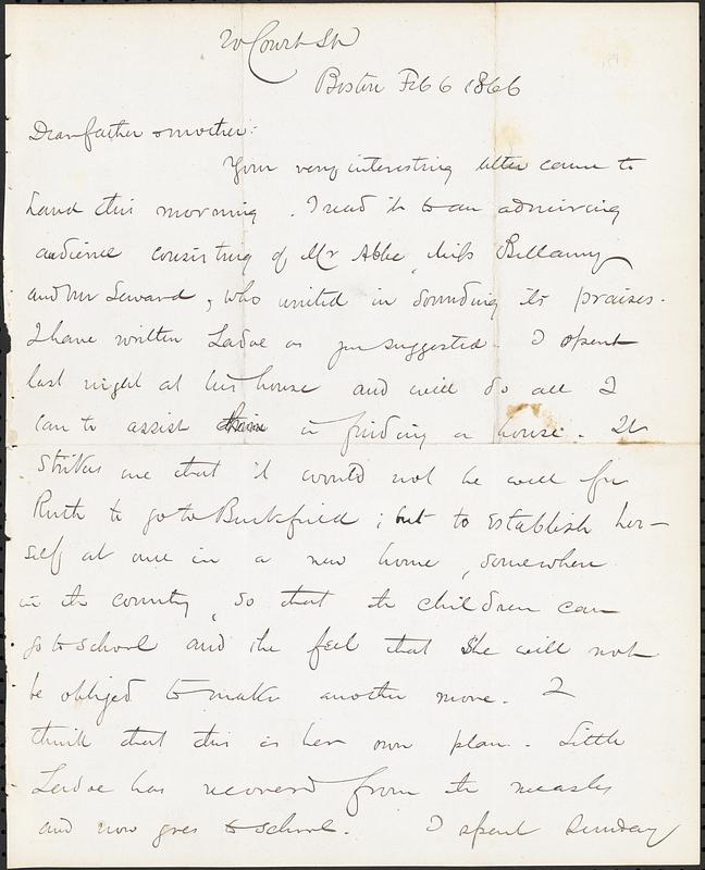 Letter from John D. Long to Zadoc Long and Julia D. Long, February 6, 1866