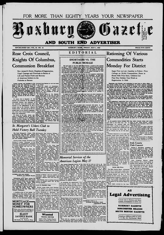 Roxbury Gazette And South End Advertiser, May 01, 1942 - Digital ...