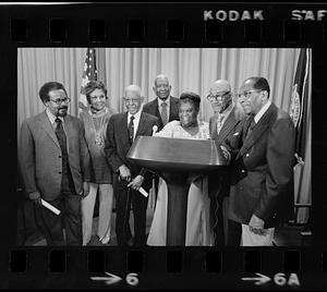 Elma Lewis at City Hall ceremony honoring black artists, Boston