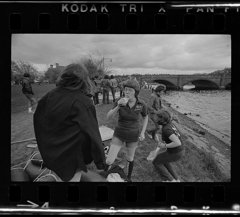 Harvard raft race on Charles River, Cambridge