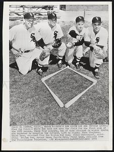 El Centro, Calif. – Here’s How White Sox New Infield Looks – When the Chicago White Sox trout out onto the field for the first game of the 1953 season, these four players, two of them obtained in winter trades, are expected to comprise the infield. Left to right: Vern Stephens, third base, obtained from the Boston Red Sox; Chico Carrasquel, short-stop; Nelson Fox, second base; Ferris Fain, first base, obtained from the Philadelphia Athletics.