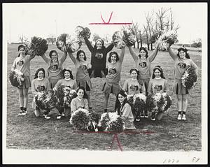 South Boston cheerleaders are: front (from left) Mary McConnell and Melodie Pagaduan. Middle (from left) Pat Lydon, Carin O’Connor, Jane Hunnewell and Kathy Brennan. Back (from left) Dianne Greeley, Ann Cidlevich, Maureen Fogg, co-capt. Dotty Connolly, Linda Jamgochian, Donna Harris and Sherri Paterson. Missing from picture are co-capt. Debbie Guest and Gerry Nee.