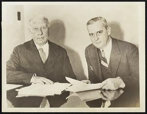 New And Old Presidents of The Phillies. Lewis C. Ruch, 71-year-old baseball veteran, (left), whose retirement as president of the Philadelphia National League Baseball Club, was announced on November 7. At the right is Gerald P. Nugent, Business Manager of the club since 1925, who was elected as Ruch’s successor. Ruch, president since 1930 when he was called from retirement in Brooklyn, N.Y., has brought the Phillies from the National League Cellar to the first division.