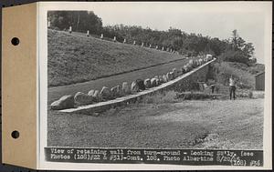 Contract No. 108, Utility Wharves, Quabbin Reservoir, Ware, view of retaining wall from turn around, looking southwesterly, Ware, Mass., Aug. 20, 1945