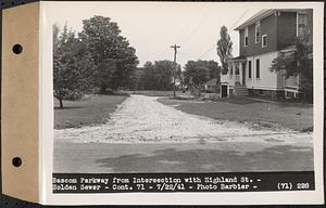 Contract No. 71, WPA Sewer Construction, Holden, Bascom Parkway from intersection with Highland Street, Holden Sewer, Holden, Mass., Jul. 22, 1941