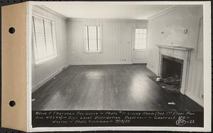 Contract No. 80, High Level Distribution Reservoir, Weston, Olive F. Thornton Residence, photo no. 11, living room, high level distribution reservoir, Weston, Mass., Jul. 19, 1939
