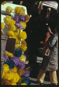 Display of multicolored artificial flowers