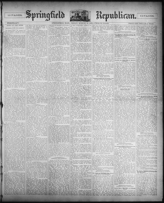 Springfield Weekly Republican. August 25, 1893 - Digital Commonwealth