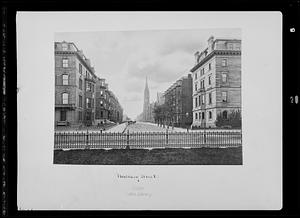 Copy negative of ca. 1880 photo titled "Newbury Street"