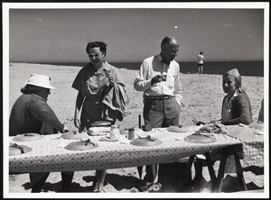 Siasconset clam bake Mrs. Hughston, Mrs. H. McCoy Jones, Robert Boda + Mrs Boda