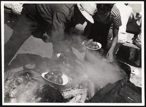 Siasconset clam bake. Now "the unveiling" (and he's hoping most guests have had a snifter, to allay their rising appetites).