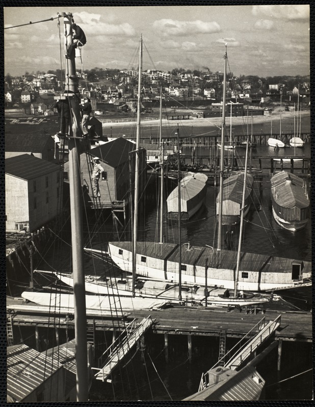 Painting the masts on the Constellation at the Lawley ship yard