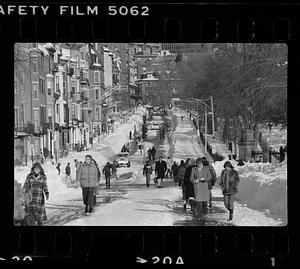 Beacon Street, Beacon Hill in blizzard of 1978, downtown Boston