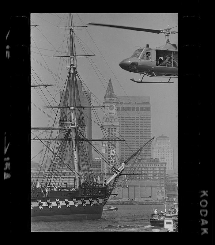 USS Constitution has annual turnaround with escorts, Boston Harbor