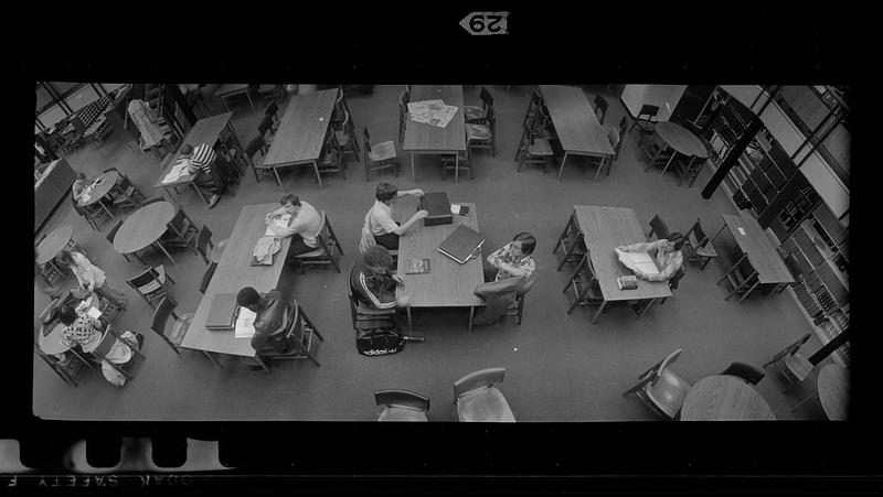 Suffolk University students study in library, Boston