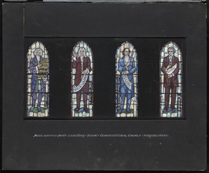 Music windows, north clerestory, Second Congregational Church, Holyoke, Mass. Bach, Handel, Mendelssohn, Mason