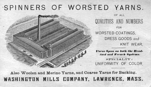 Spinners of worsted yarns, Washington Mills Company, Lawrence, Mass.