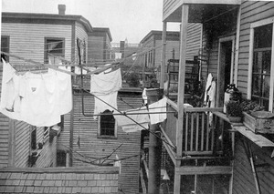 View of clotheslines in Lawrence tenement, 1911