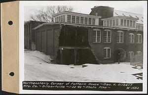 Northeasterly corner of pattern house, George H. Gilbert Manufacturing Co., Gilbertville, Hardwick, Mass., Jan. 22, 1940