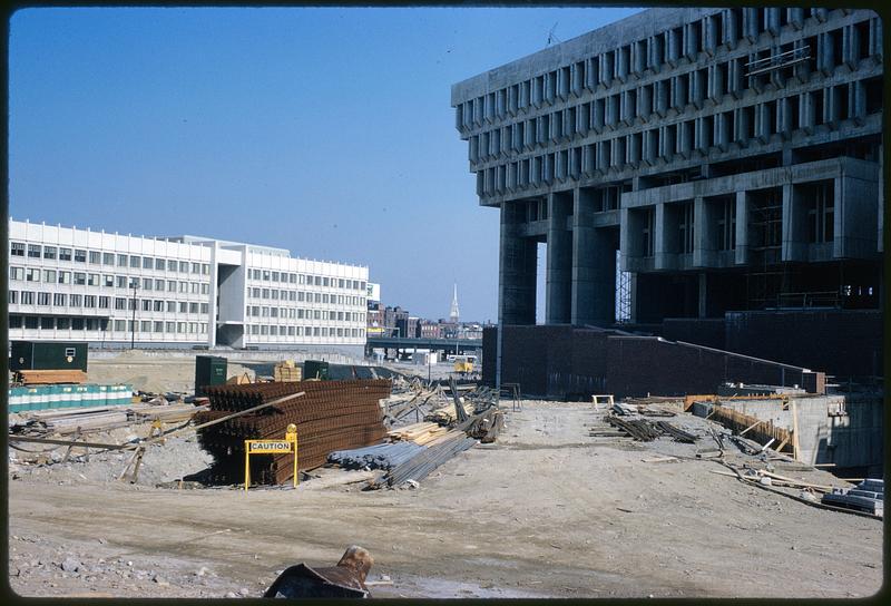 Boston City Hall under construction Digital Commonwealth