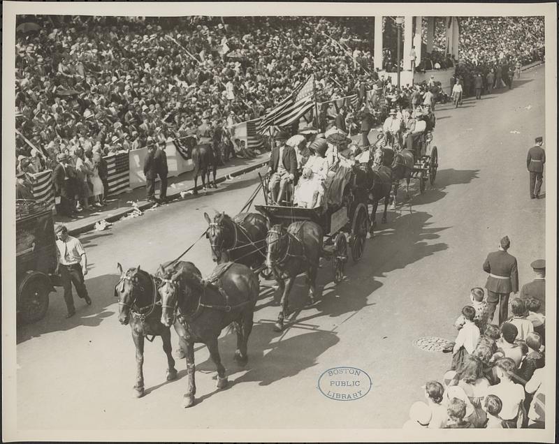 Horse-drawn carriages in Boston Tercentenary parade