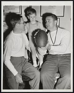 Football Coaching's in the Blood... It'll be probably the only combination of its kind ever to handle a major college football team when Claude "Little Monk" Simons, Jr., gives the commands as head coach at Tulane and Claude "Big Monk" Simmons, Sr., issues orders as trainer. Claude, Jr., was recently given the head coach job. It looks like there is going to be a third football star in the Simons family with Claude, Jr's two-year-old son, Claude, 30. They call him "Chipmunk". Here are the three Simons'" left to right, "Big Monk", "Chipmunk" and "Little Monk" Simons in the Simons' New Orleans home.