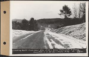 Contract No. 54, Highway in Towns of Dana, Petersham, Worcester County, looking north from near Sta. 5+00, Dana and Petersham, Mass., Nov. 30, 1936