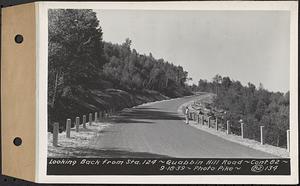 Contract No. 82, Constructing Quabbin Hill Road, Ware, looking back from Sta. 124, Ware, Mass., Sep. 18, 1939