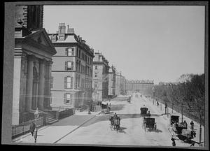 Copy negative of 1899 photo of Arlington Street, Boston, Massachusetts