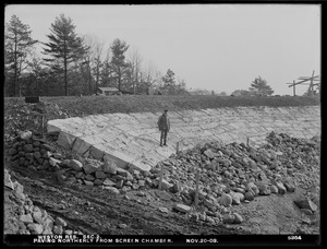 Weston Aqueduct, Weston Reservoir, Section 2, paving northerly from Screen Chamber, Weston, Mass., Nov. 20, 1903