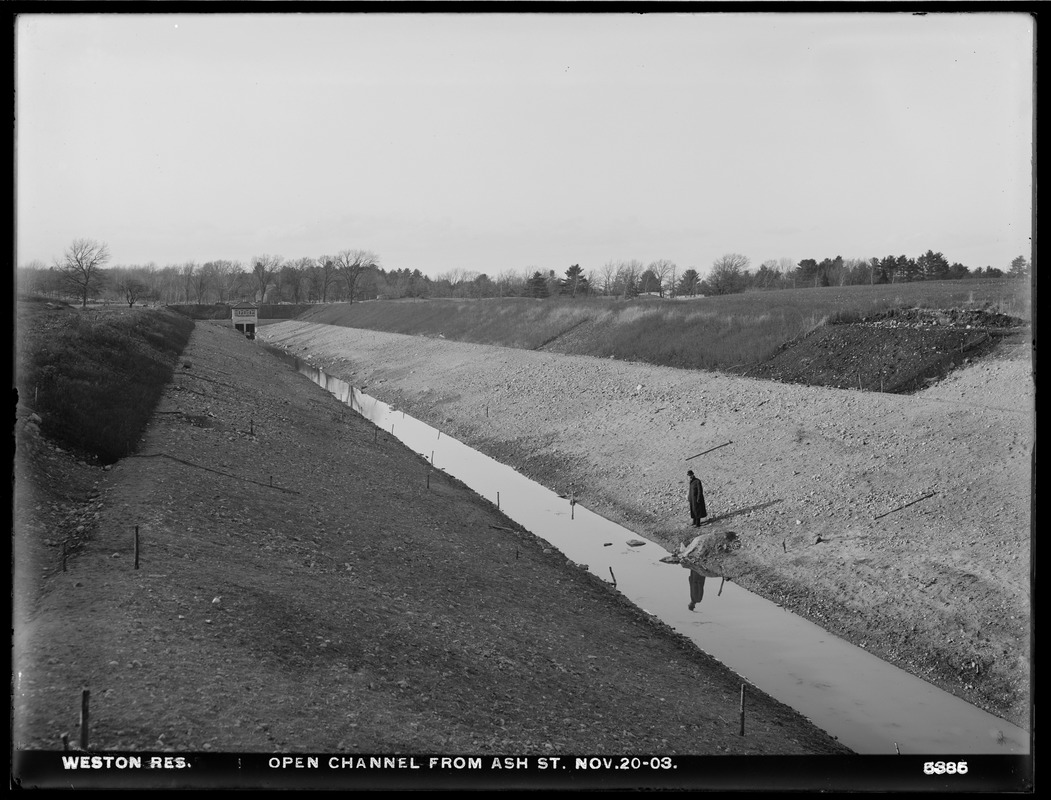 Weston Aqueduct, Open Channel from Ash Street, Weston, Mass., Nov. 20, 1903