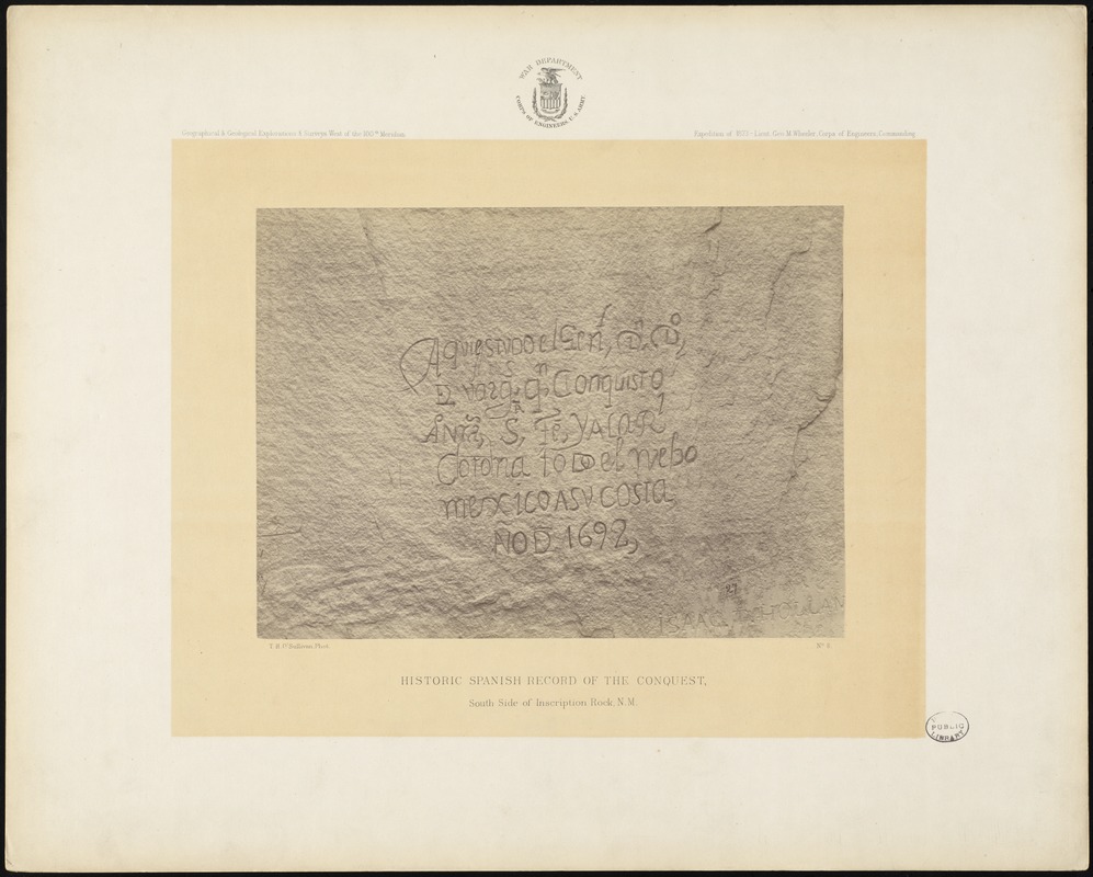 Historic Spanish record of the Conquest, south side of Inscription Rock, N.M.