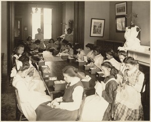 Boston Trade School for Girls - making underclothing
