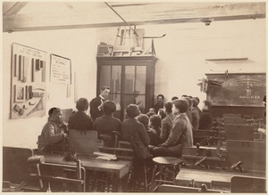 North Benneth [sic] Street School - interior, shop class (teacher at side of classroom)