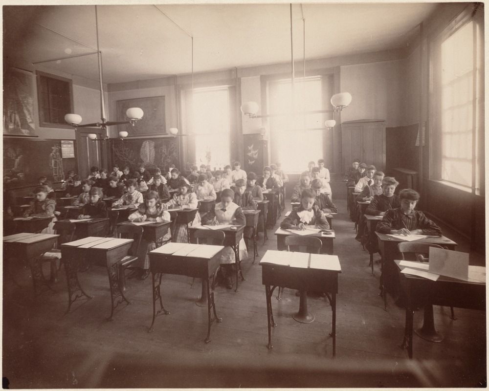 Third class (7th year). Representing class in penmanship. Hancock School, June 1892