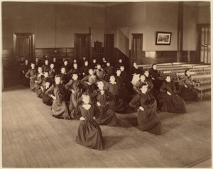 Unidentified school - interior - girls' physical education class